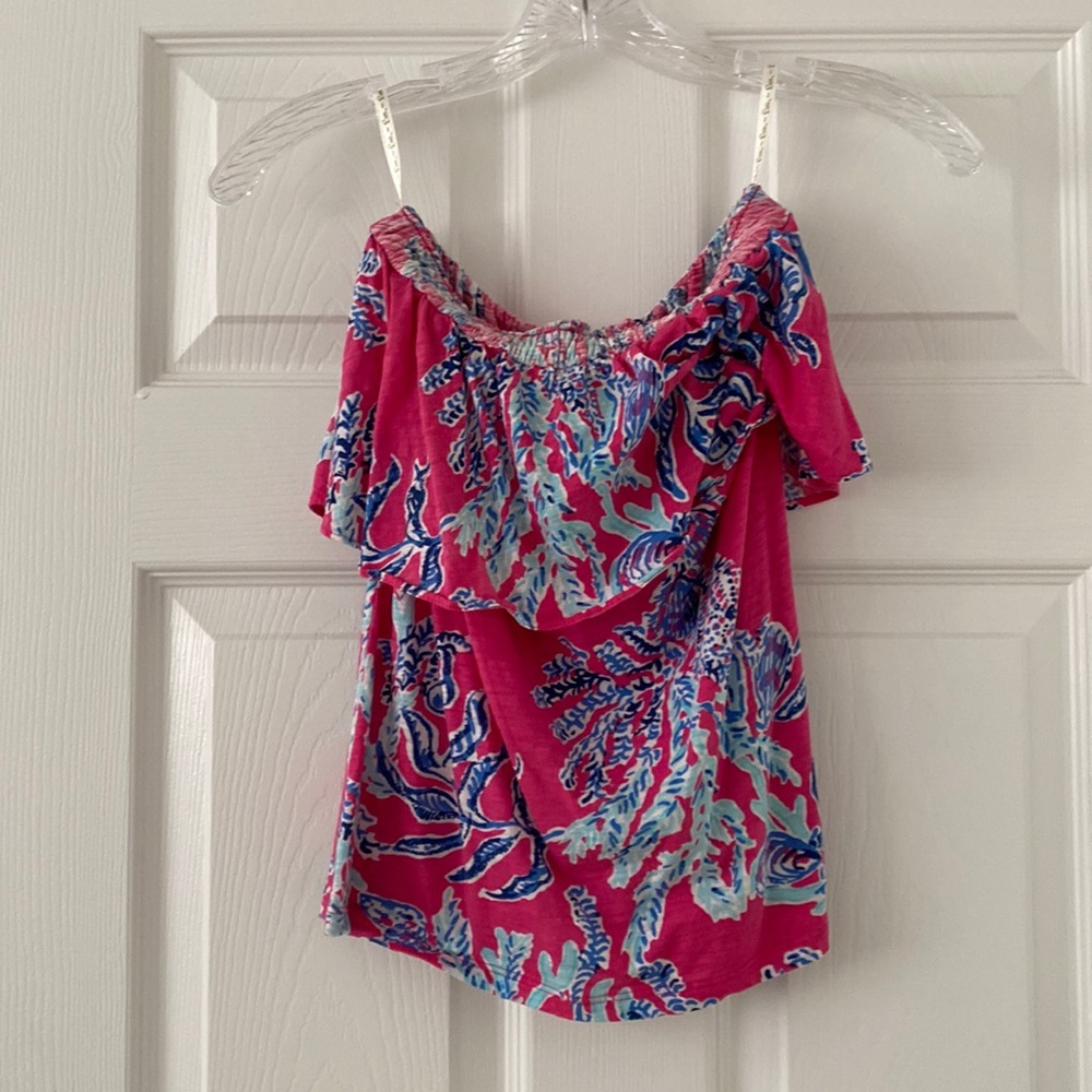 Lilly Pulitzer Small Strapless Ruffle Tank Pink
